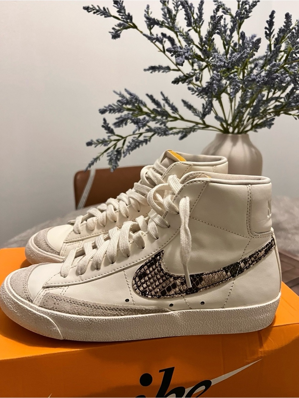 Nike Blazer Mid Women's Sneakers in Cream with Snake-Print Swoosh